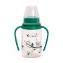 Бутылочка для кормления Курносики с двумя сосками S и М, с ручками, с рождения, зеленая, 125 мл (7009)