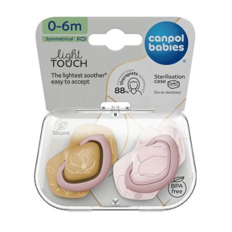 Пустышка Canpol Babies Gold силиконовая, симметричная, розовая, с рождения до 6 месяцев, 2 шт (22/664_pin)