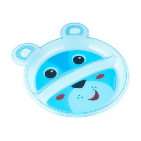 Тарелка Canpol Babies Мишка, с двумя отделениями, от 9 месяцев, голубая (74/005)