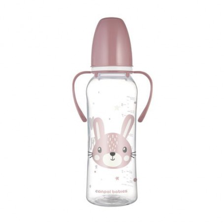 Бутылочка для кормления Canpol Babies Cute Animals с рисунком и ручкой, от 1 года, розовая, 250 мл (11/845_pin)