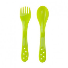 Столовые приборы Canpol Babies в футляре (ложка, 1 шт + вилка, 1 шт) от 1 года, зеленые (74/019)