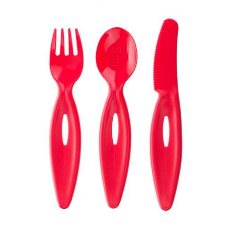 Детский набор столовых приборов Canpol Babies от 1 года, красный (вилка + нож + ложка) (31/418)