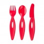 Детский набор столовых приборов Canpol Babies от 1 года, красный (вилка + нож + ложка) (31/418)