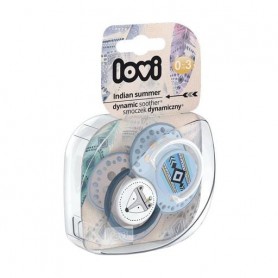 Пустышка LOVI Indian Summer силиконовая, динамическая, голубая, с рождения до 3 месяцев, 2 шт (22/855boy)