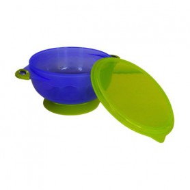 Детская тарелка Lindo с крышкой, на присоске, фиолетовая, от 6 месяцев, 300 мл (РК036)