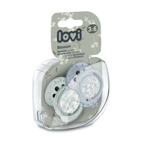 Пустышка LOVI Blossom силиконовая, динамическая, голубая, с 3 до 6 месяцев, 2 шт (22/922boy)