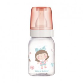 Бутылочка для кормления Canpol Babies стеклянная, с рисунком, от 3 месяцев, розовая, 120 мл (42/202)