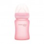 Стеклянная бутылочка для кормления Everyday Baby Silicone Coated с рождения, с силиконовым покрытием, розовая, 150 мл (10208)