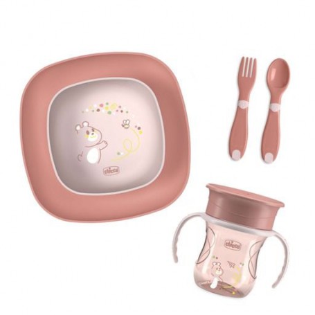 Детский набор для кормления Chicco Set Pappa, от 1 года, розовый, 5 предметов (16201.15)