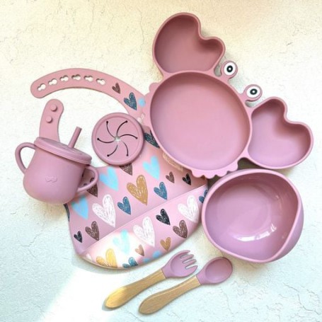 Набір дитячого посуду KRP 2476 краб принт дерево Y19 сердечки Newsun new (1246069)