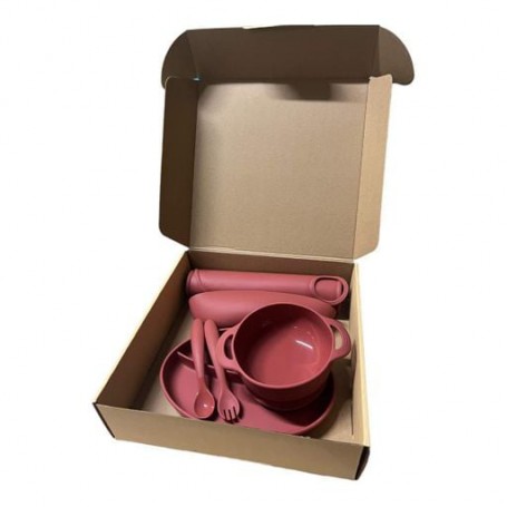 Набір силіконового посуду для першого прикорму дітей на присосці, 6 предметів, coral (1244032)