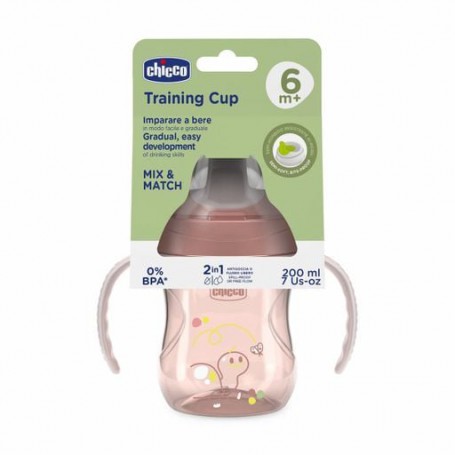 Поильник-непроливайка Chicco Training Cup от 6 месяцев, розовый, 200 мл (06921.15)