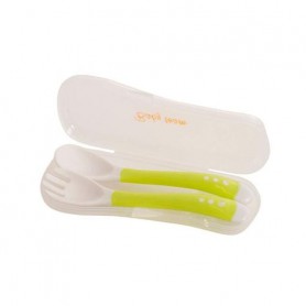 Детский набор для кормления 6105_зелений (вилочка и ложечка) в футляре BABY TEAM (1252300)