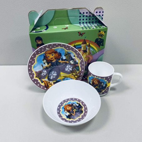 Набор детской посуды из стеклокерамики 3 предмета Принцесса София 3535-10 (1251564)