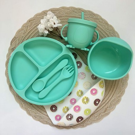 Набір дитячого посуду RNSHPP img_e4460 м'ятний принт пончики Newsun new (1246138)