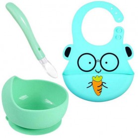 Набір силіконового посуду 2Life Y13 3D Кролик 3 предмети М'ятний/Зелений (vol-10407) (1250752)