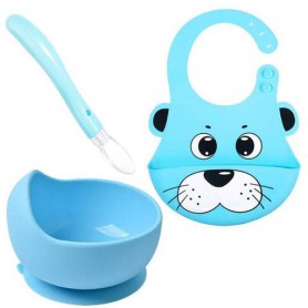 Набір силіконового посуду 2Life Y9 3D Собачка 3 предмети Блакитний (vol-10402) (1250747)
