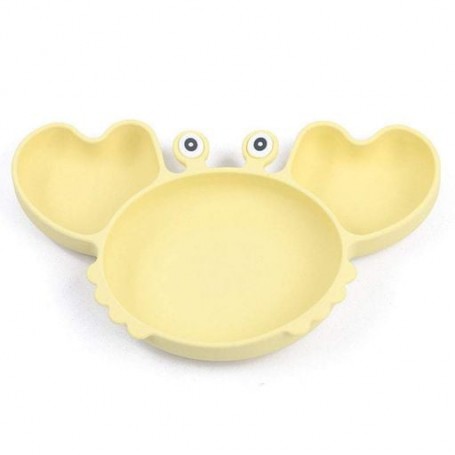Трьохсекційна силіконова тарілка 2Life Краб Y11 540 мл Жовтий (v-11032) (1250809)