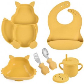 Набір дитячого посуду на присосці 2Life Білка Y28 з 7 предметів Жовтий (v-11335) (1251045)