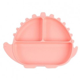 Трисекційна силіконова тарілка 2Life Y12 Динозавр 580 мл Рожевий (n-11018) (1251017)