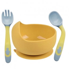 Глибока тарілка та термочутлива ложка вилка 2Life Y28 350 мл Жовтий(vol-10532) (1251226)