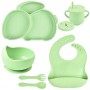 Набір силіконового посуду 2Life Y3 із 7 предметів на присосці Зелений (v-11284) (1251276)