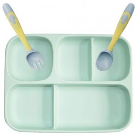 Силіконова п'ятисекційна тарілка та ложка вилка змінює форму 2Life А3 3 предмети Зелений (vol-10743) (1251006)