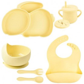 Набір силіконового посуду 2Life Y11 із 7 предметів на присосці Жовтий (v-11288) (1251185)