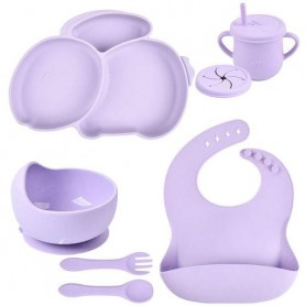 Набір силіконового посуду 2Life Y2 із 7 предметів на присосці Фіолетовий (v-11283) (1251181)