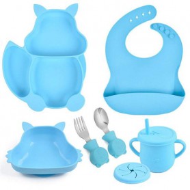 Набір дитячого посуду на присосці 2Life Білка Y9 із 7 предметів Блакитний (v-11316) (1251029)