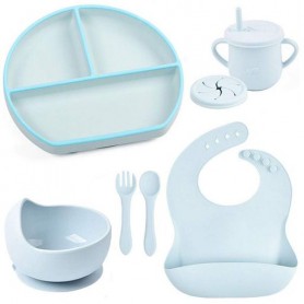Набір дитячого силіконового посуду 2Life Y5 із 7 предметів Блакитний (v-11361) (1251246)