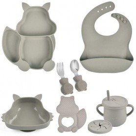 Набір дитячого посуду на присосці 2Life Білка Y22 із 7 предметів Сірий (v-11340) (1251124)