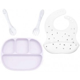 Набір посуд 2Life D1 Y1 та слинявчик Білий (v-11779) (1248027)