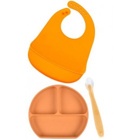 Набір посуду 2Life та слинявчик Помаранчевий (vol-9956) (1248076)