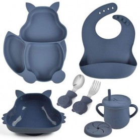 Набір дитячого посуду на присосці 2Life Білка Y10 із 7 предметів Синій (v-11317) (1251031)