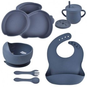 Набір силіконового посуду 2Life Y10 із 7 предметів на присосці Синій (v-11287) (1251183)