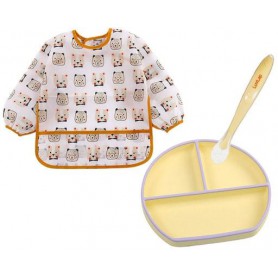 Комплект 2Life слинявчик-нагрудник Ведмедики та Набір посуду Y11/2 Жовтий v-11828 (1248351)