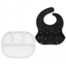 Набір посуд і слинявчик 2Life D14 Білий/Чорний (v-11768) (1248017)