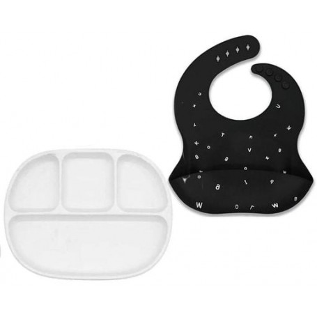 Набір посуд і слинявчик 2Life D14 Білий/Чорний (v-11768) (1248017)