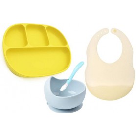 Набір посуду з ложкою 2Life D16 та слинявчик Y5 Multicolor (vol-10554) (1248193)