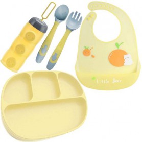 Набір посуду 2Life D16 та слинявчик Жовтий (v-11870) (1248378)