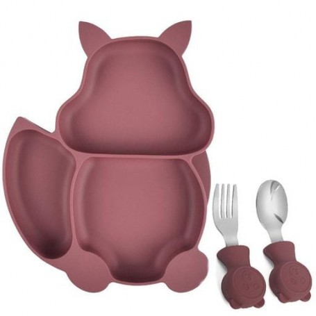 Набір 2Life тарілка Білка Y16 та прибори Бордовий (v-11931) (1248079)