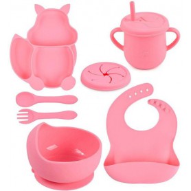 Набір дитячого силіконового посуду 2Life Y14 7 шт Рожевий (n-10083) (1250715)
