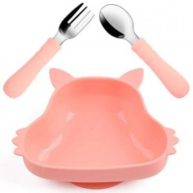 Набір дитячого посуду 2Life Y12 тарілка Білка та прибори Рожевий (v-12092) (1248395)