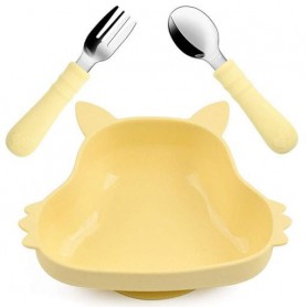 Набір дитячого посуду 2Life Y11 тарілка Білка та прибори Жовтий (v-12091) (1248393)