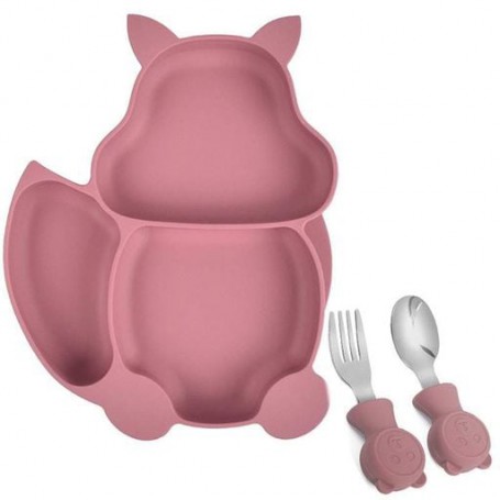 Набір 2Life тарілка Білка Y19 та прибори Бордовий (v-11939) (1248085)