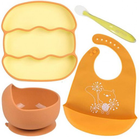 Набір силіконового посуду 2Life Y25/Y11 Хвиля 4 предмети Помаранчевий (v-12842) (1248511)