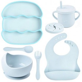 Набір дитячого силіконового посуду 2Life Хвиля Y5 7 предметів Блакитний v-12007 (1248092)