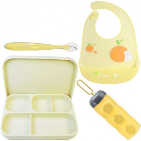 Набір посуду 2Life A5 та слинявчик Жовтий (v-11871) (1248064)