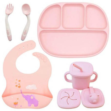 Набір силіконового посуду 2Life D3 5 предметів Рожевий (vol-10441) (1251248)